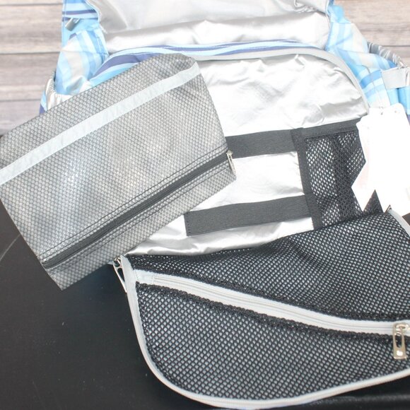 Ju Ju Be Baby Diaper Bag Crossbody Blue Striped W/Changing Mat New Teflon Be All - Picture 14 of 16